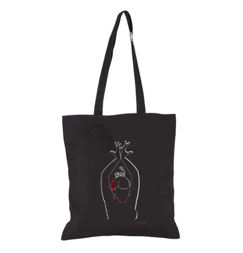 Borsa di tela ballerina di flamenco per nero, borsa di stoffa, colore nero