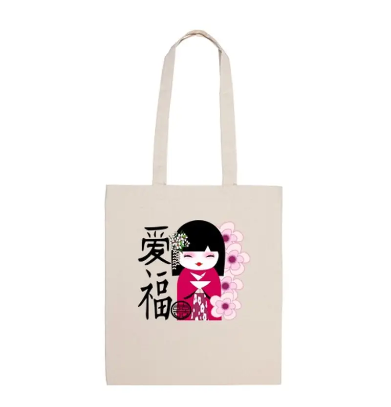 Borsa di tela bambola giapponese