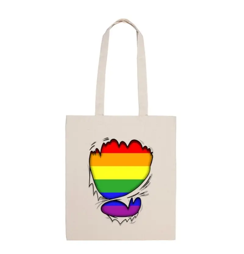Borsa di tela bandiera gay strappata, lgtbi