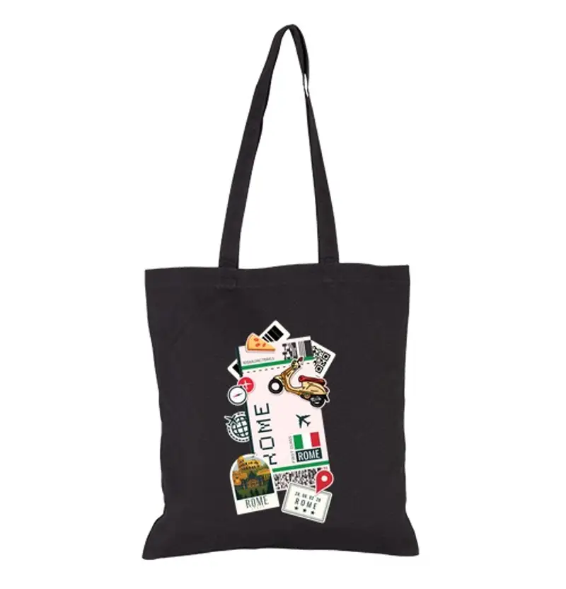 Borsa di tela biglietto aereo di roma carta d39imbarc