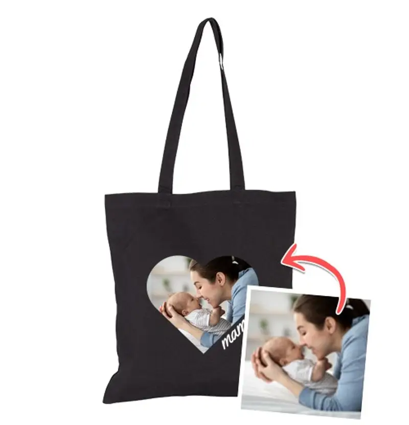 Borsa di tela borsa a forma di cuore mamma con foto personalizzabile