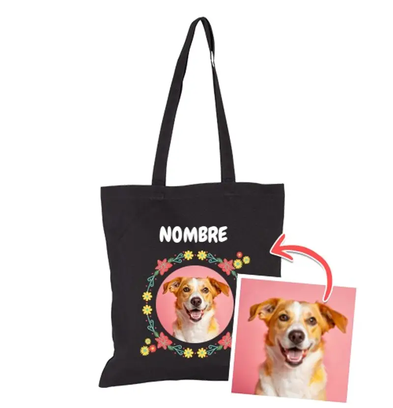 Borsa di tela borsa circolare fiori foto personalizzabile