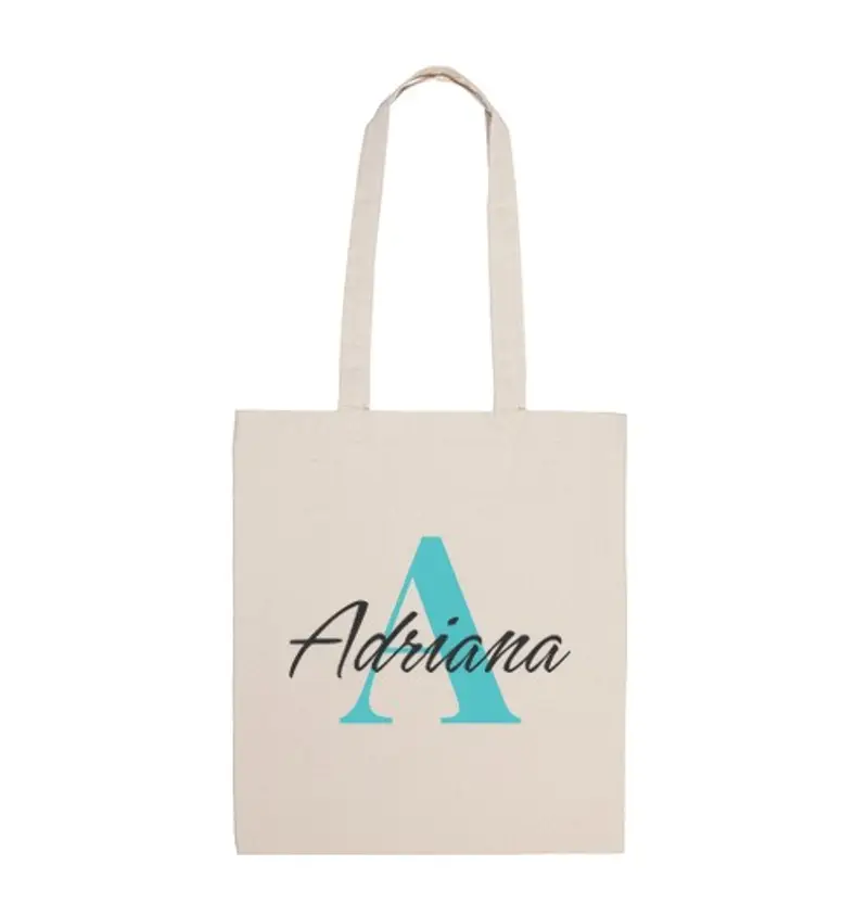 Borsa di tela borsa con iniziale e nome personalizzata - a