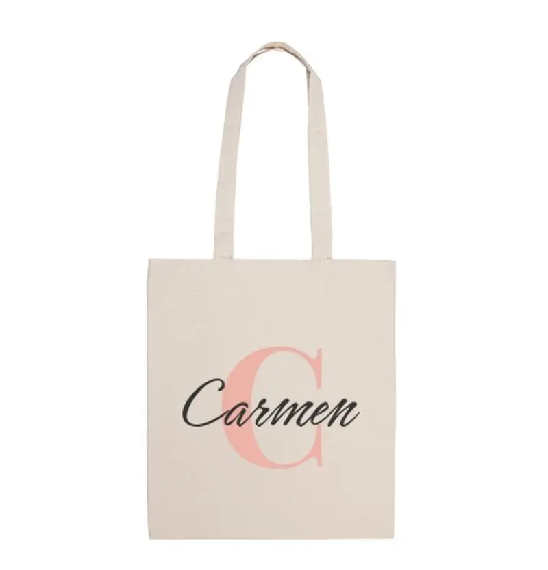 Borsa di tela borsa con iniziale e nome personalizzata - c