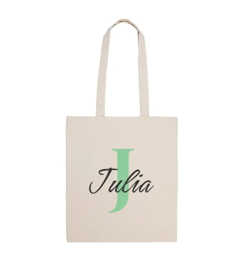 Borsa di tela borsa con iniziale e nome personalizzata - j