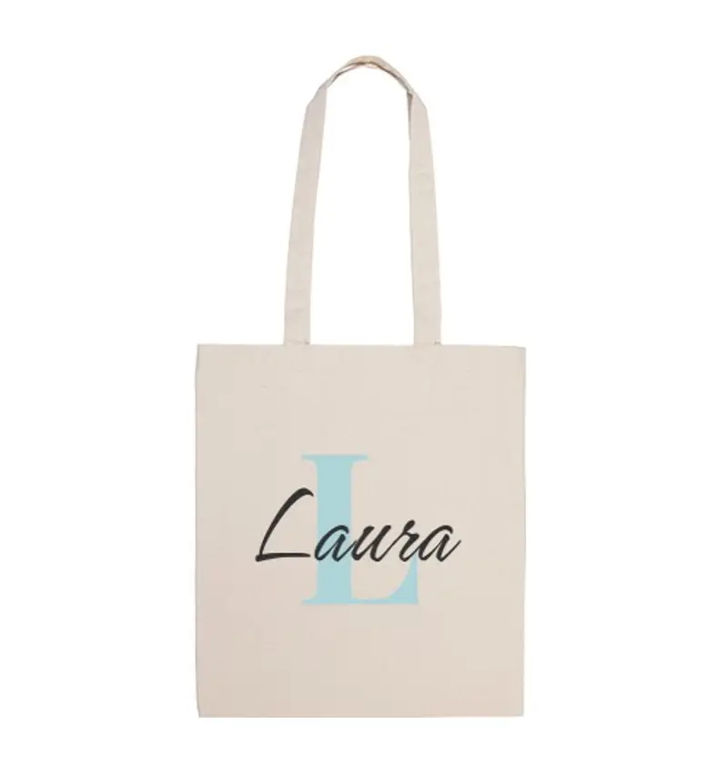 Borsa di tela borsa con iniziale e nome personalizzata - l