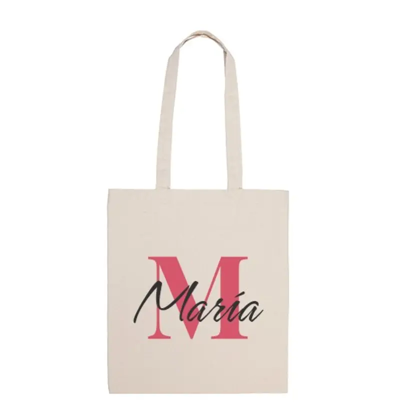 Borsa di tela borsa con iniziale e nome personalizzata - m