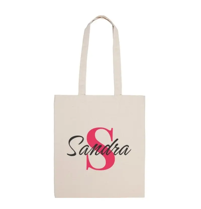 Borsa di tela borsa con iniziale e nome personalizzata - s