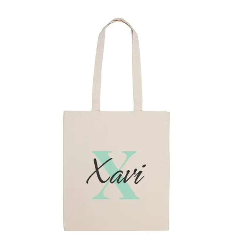 Borsa di tela borsa con iniziale e nome personalizzata - x