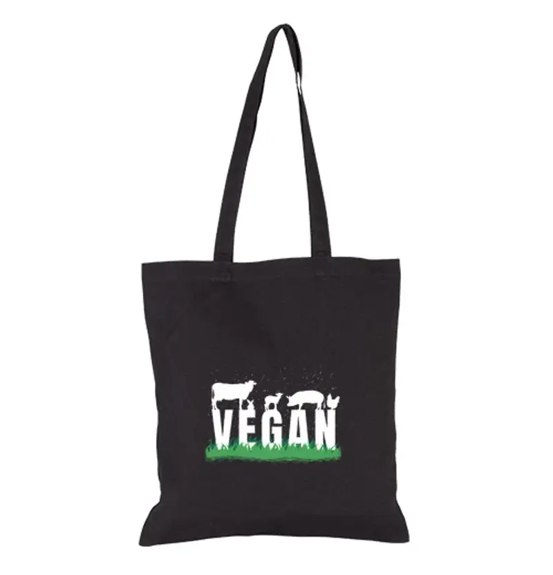 Borsa di tela borsa da donna, tote bag, animali vegani sono i miei amici, vita sana così cibo vegano