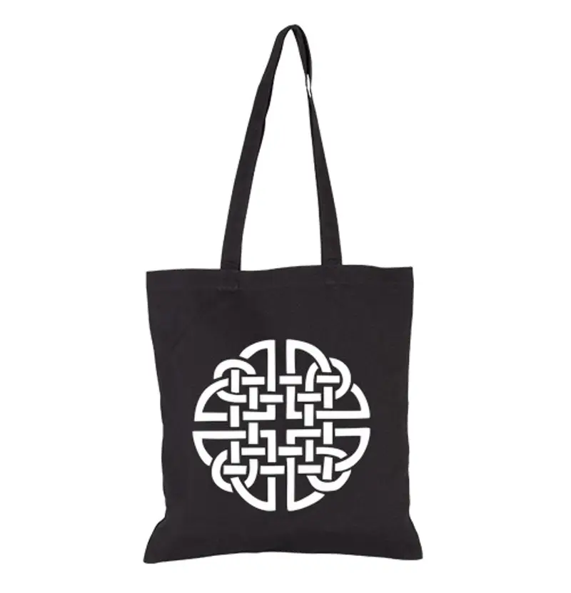 Borsa di tela borsa di stoffa, nodo celtico di colore nero 1b