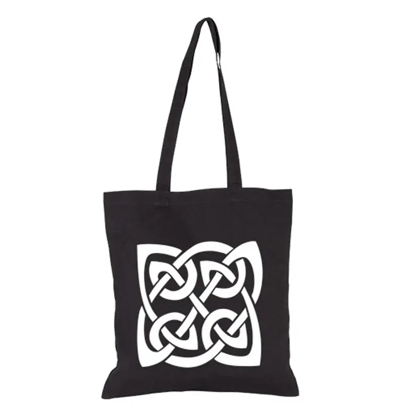 Borsa di tela borsa di stoffa, nodo celtico nero 3b