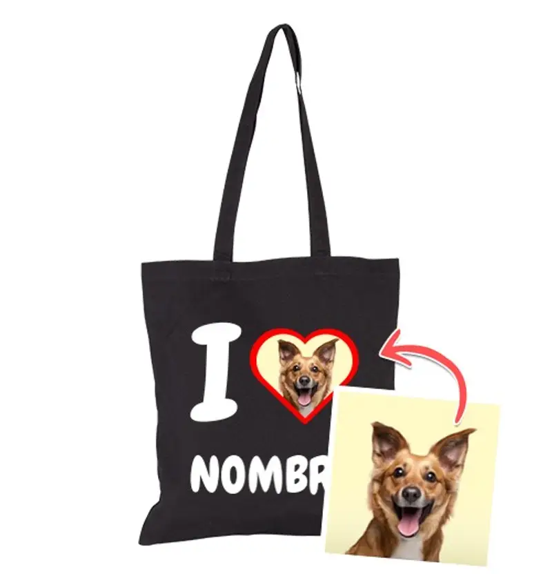 Borsa di tela borsa i love foto testo personalizzabile