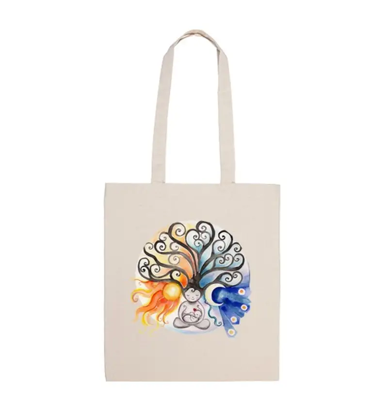 Borsa di tela borsa in tela sole e luna mamma albero