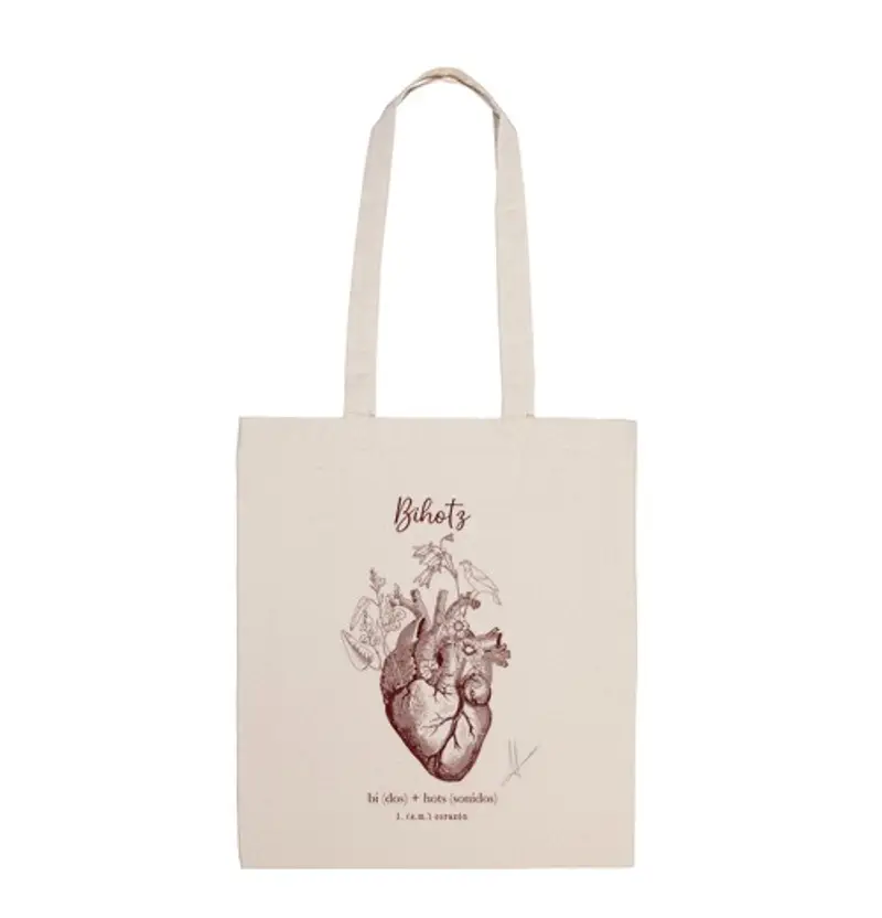 Borsa di tela borsa tote bihotz schizzo castigliano