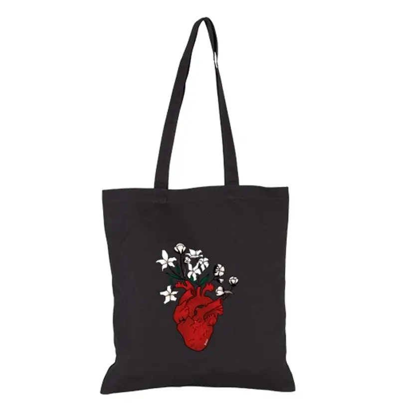 Borsa di tela borsa tote primavera nera