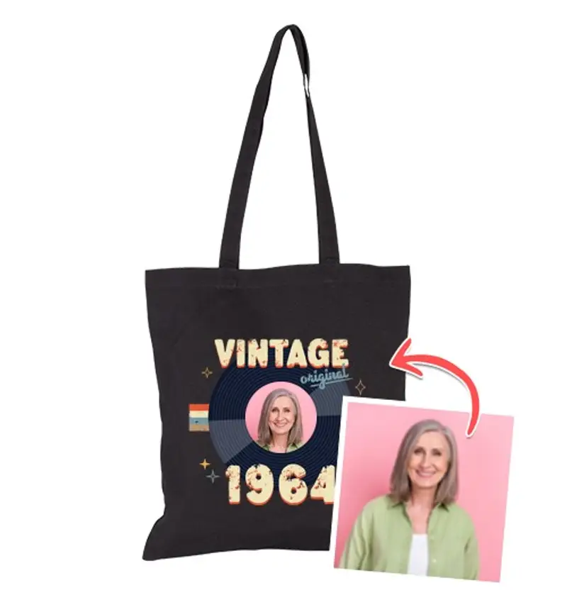 Borsa di tela borsa vintage 1964 foto personalizzabile