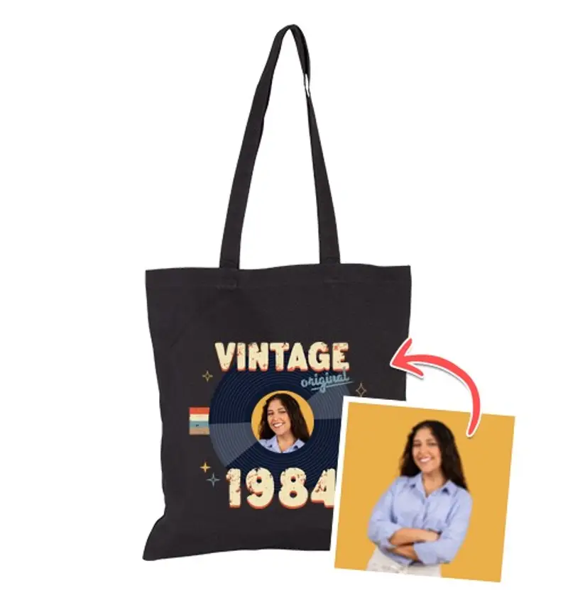 Borsa di tela borsa vintage 1984 foto personalizzabile