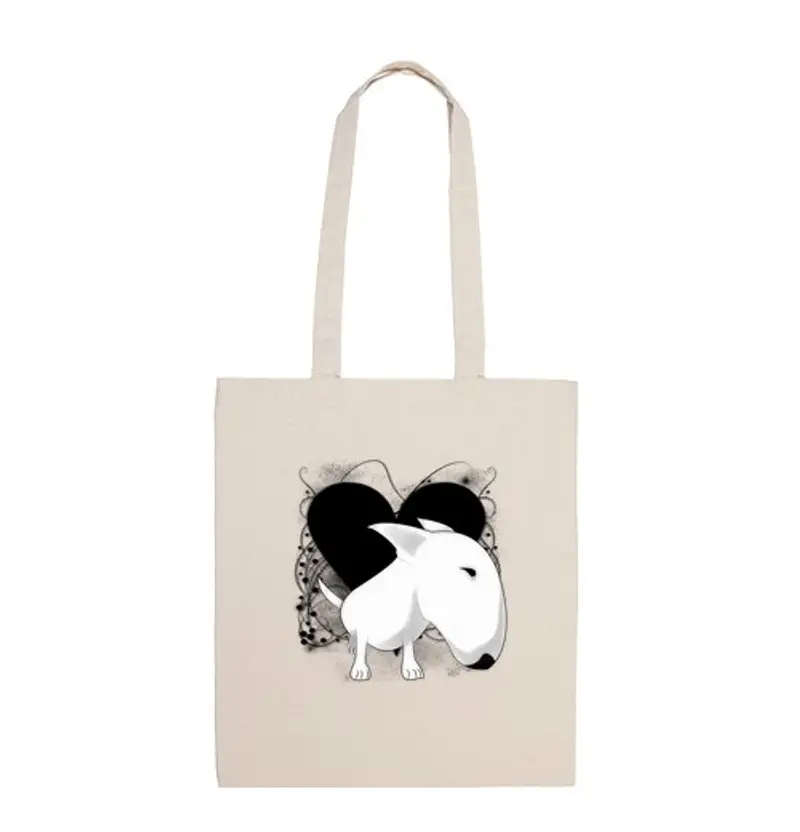 Borsa di tela bull terrier cuore vintage
