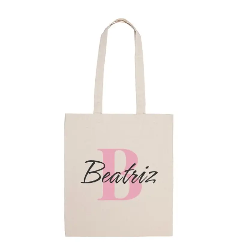 Borsa di tela busta con iniziale e nome personalizzata - b