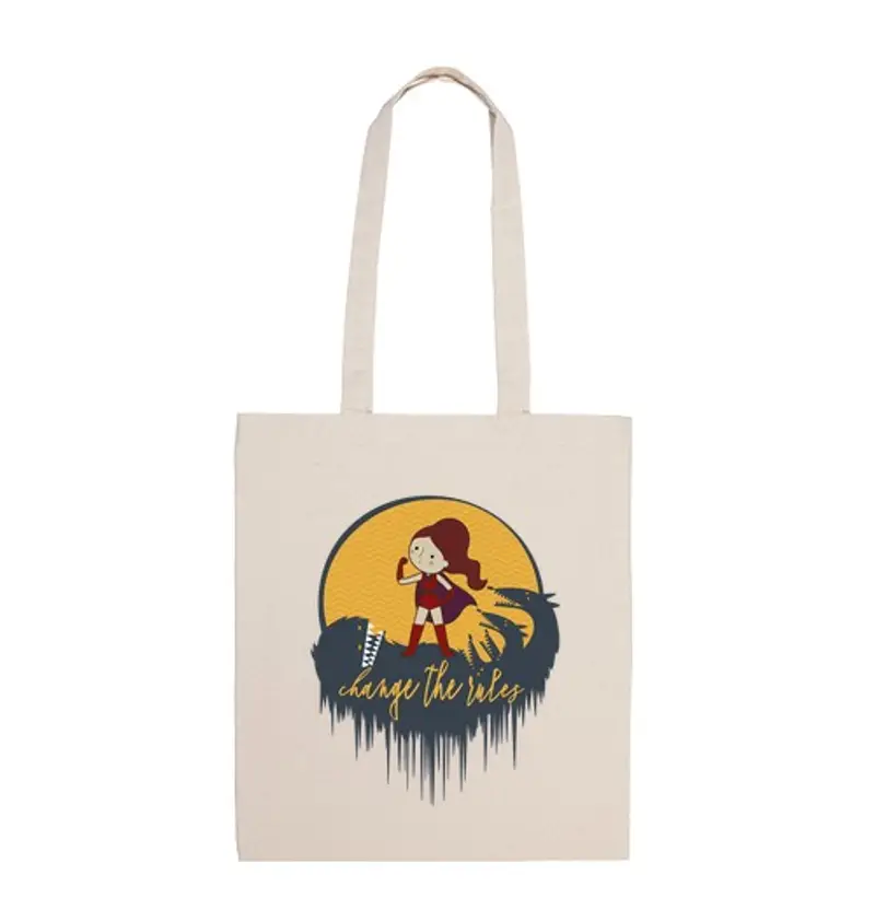 Borsa di tela cambia le regole, superwoman femminista