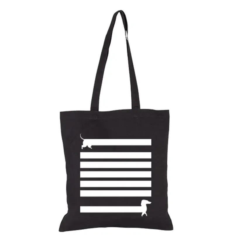 Borsa di tela cani divertenti bassotto cane titolare