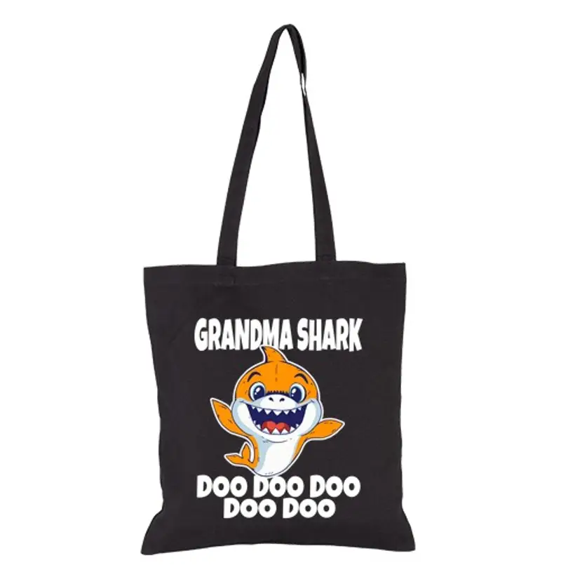 Borsa di tela carino nonna squalo doo doo doo