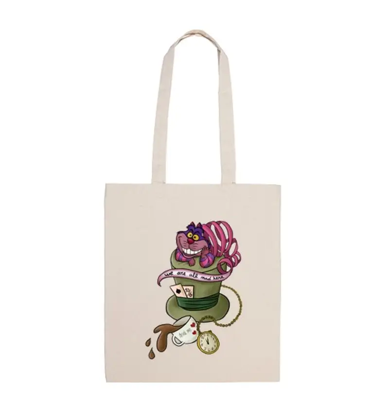 Borsa di tela cheshire cat