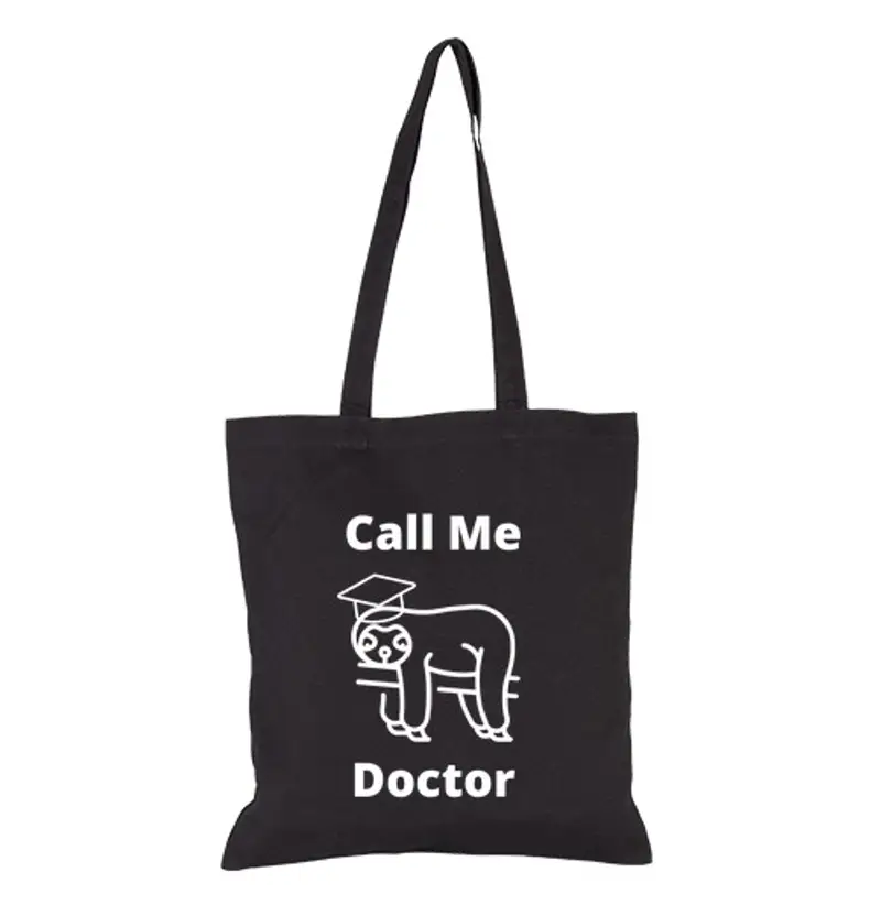 Borsa di tela chiamami dottore bradipo dr saluti
