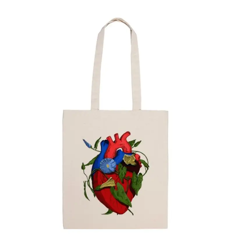 Borsa di tela cuore di primavera
