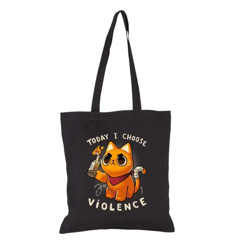 Borsa di tela day scelgo violence - kitty arrabbiato