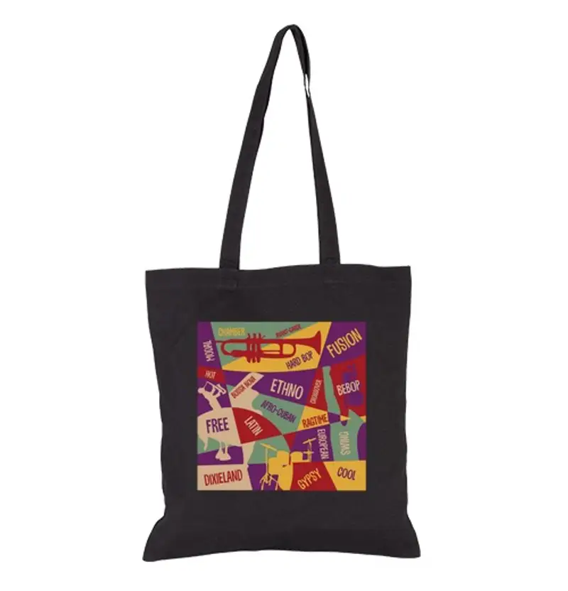 Borsa di tela design creativo con generi jazz