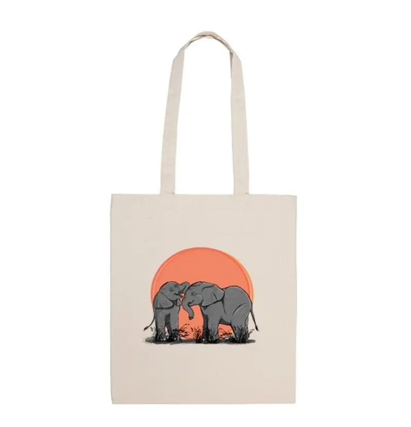 Borsa di tela famiglia degli elefanti