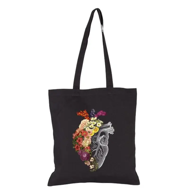 Borsa di tela fiore cuore primavera