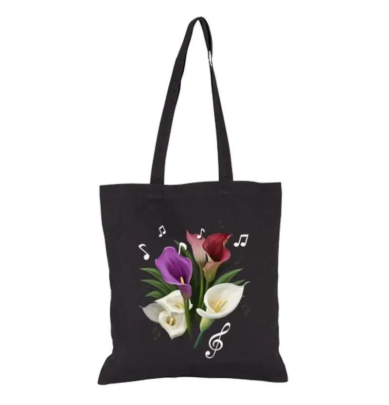 Borsa di tela fiori e musica