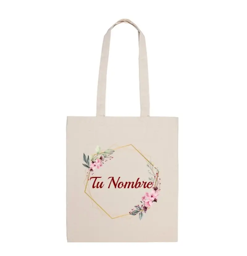 Borsa di tela fiori - nome personalizzabile