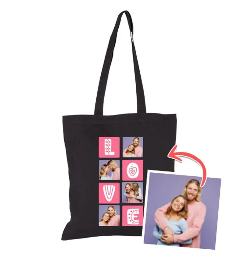 Borsa di tela foto personalizzabili della borsa amore