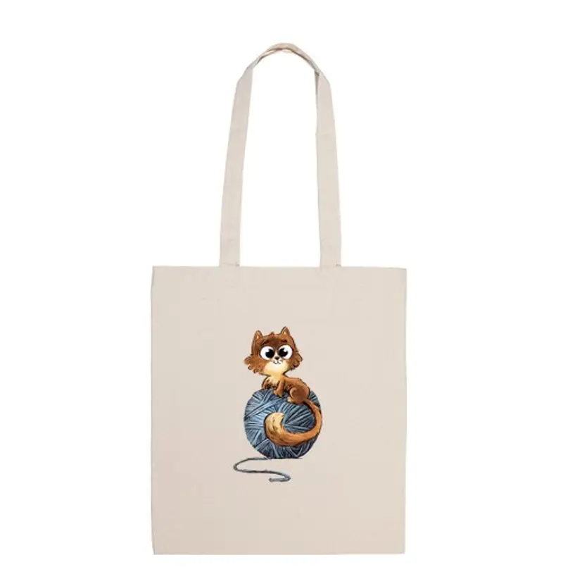 Borsa di tela gattino con una palla