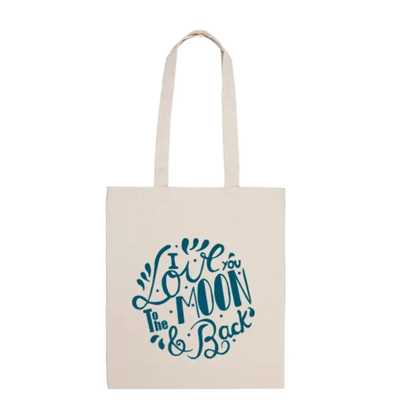 Borsa di tela i blu amoree you lettering