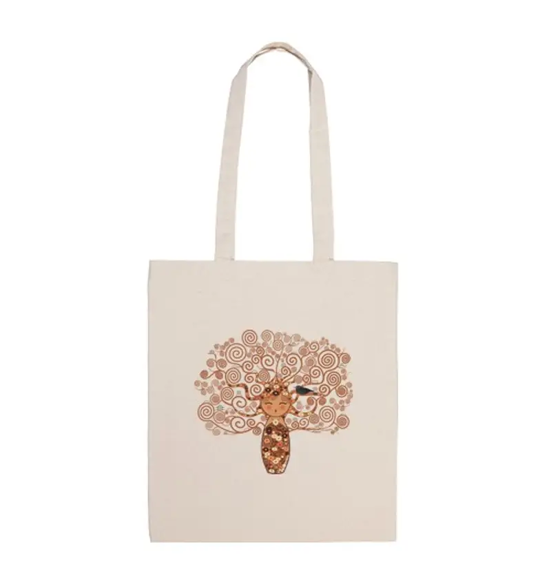 Borsa di tela kokeshi l'albero della vita stile di klimt