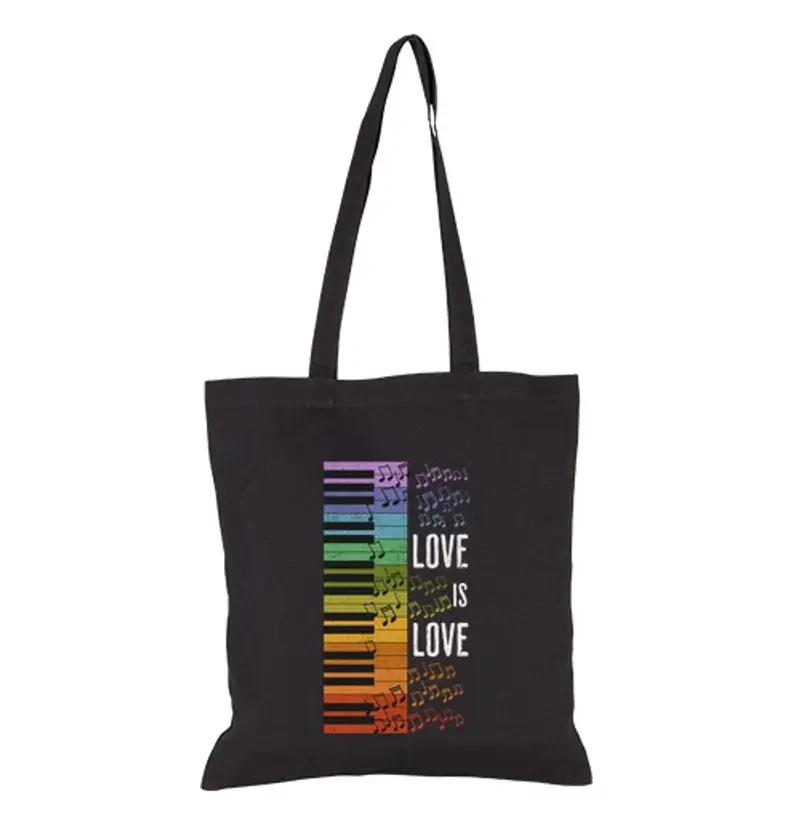 Borsa di tela l39amore è amore pianoforte arcobaleno