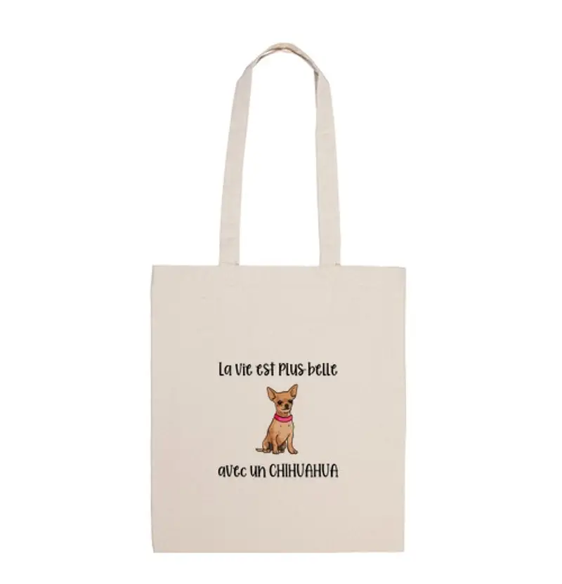 Borsa di tela la vita è migliore con un chihuahua