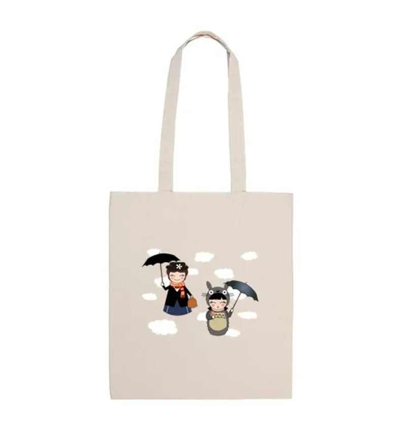 Borsa di tela le kokeshi poppins e totoro
