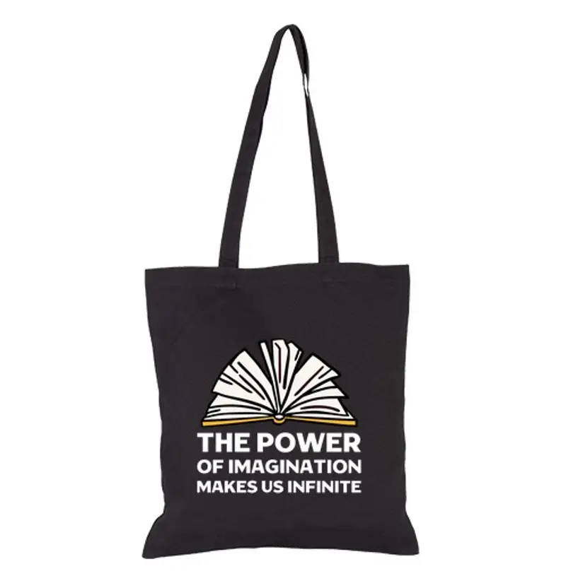 Borsa di tela libro di letteratura potere di immagina