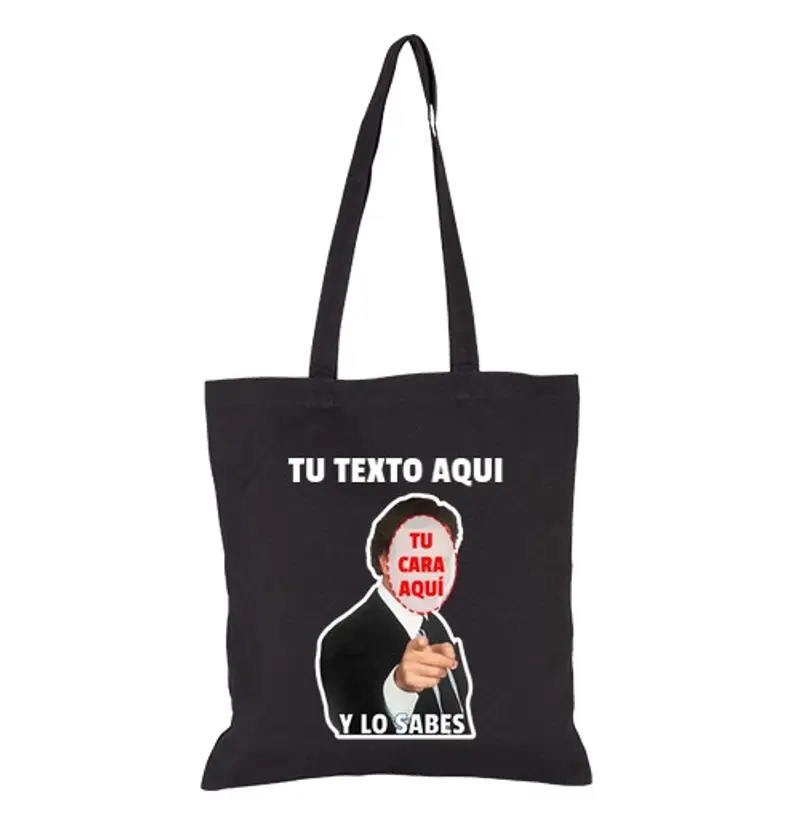 Borsa di tela meme con la tua faccia