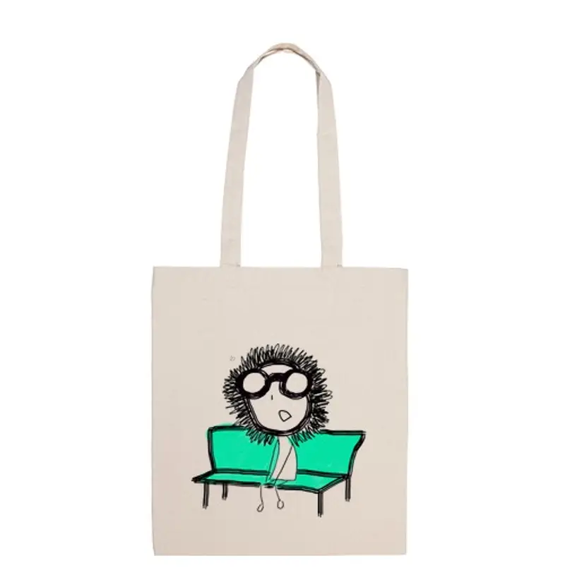 Borsa di tela mi sono seduto su una panchina