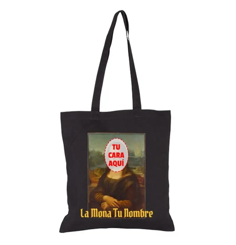 Borsa di tela Monna Lisa con la tua faccia