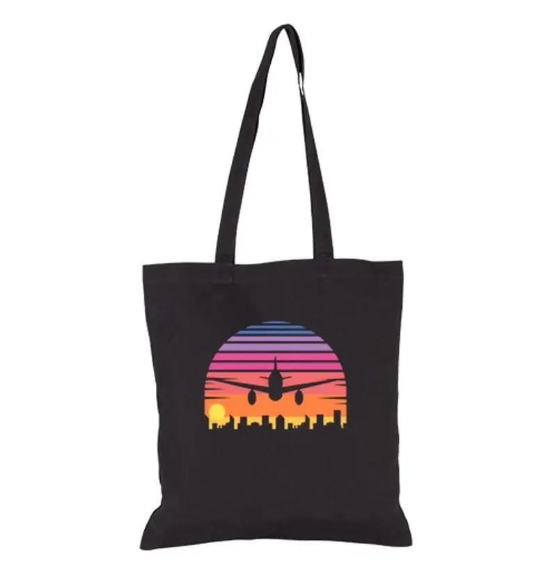 Borsa di tela motivo di aeroplano vintage retrò