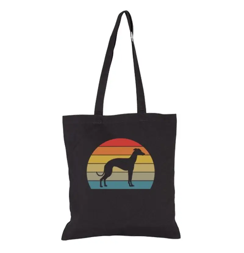 Borsa di tela motivo di amore di cane levriero retrò