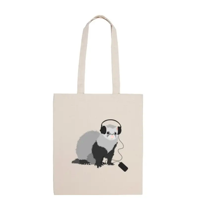 Borsa di tela musica divertente bag furetto amorevole